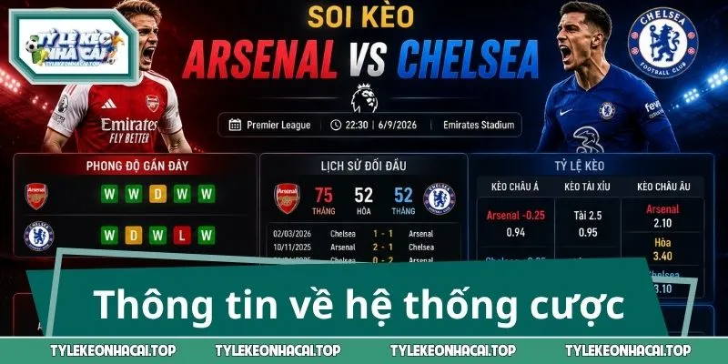 Thông tin về hệ thống cược trận Arsenal vs Chelsea